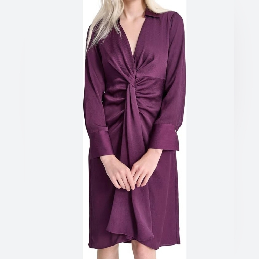 DKNY Purple Long Sleeve Dress